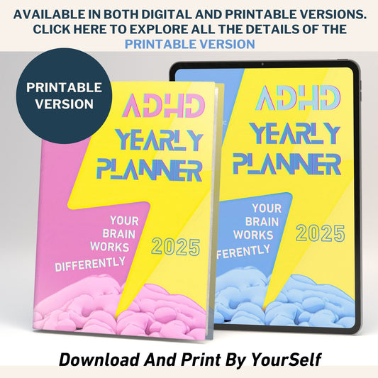 ADHD YEARLY PLANNER 2025 - Printable Versions