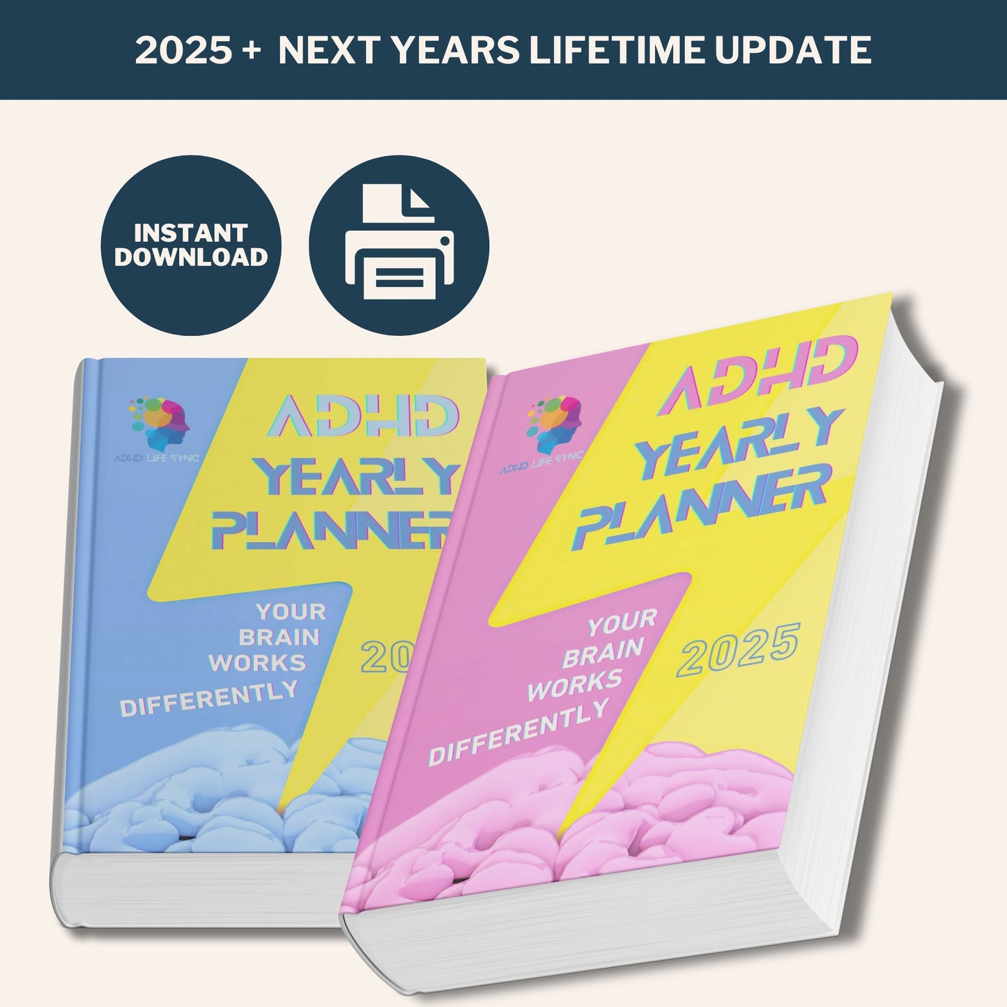 ADHD YEARLY PLANNER 2025 - Printable Versions