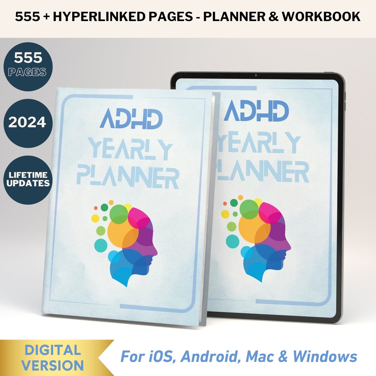 ADHD YEARLY PLANNER 2024 - Digital Version - Planner Digitale - ADHD Life Sync | Tools and Resources for Brains That Work Differently