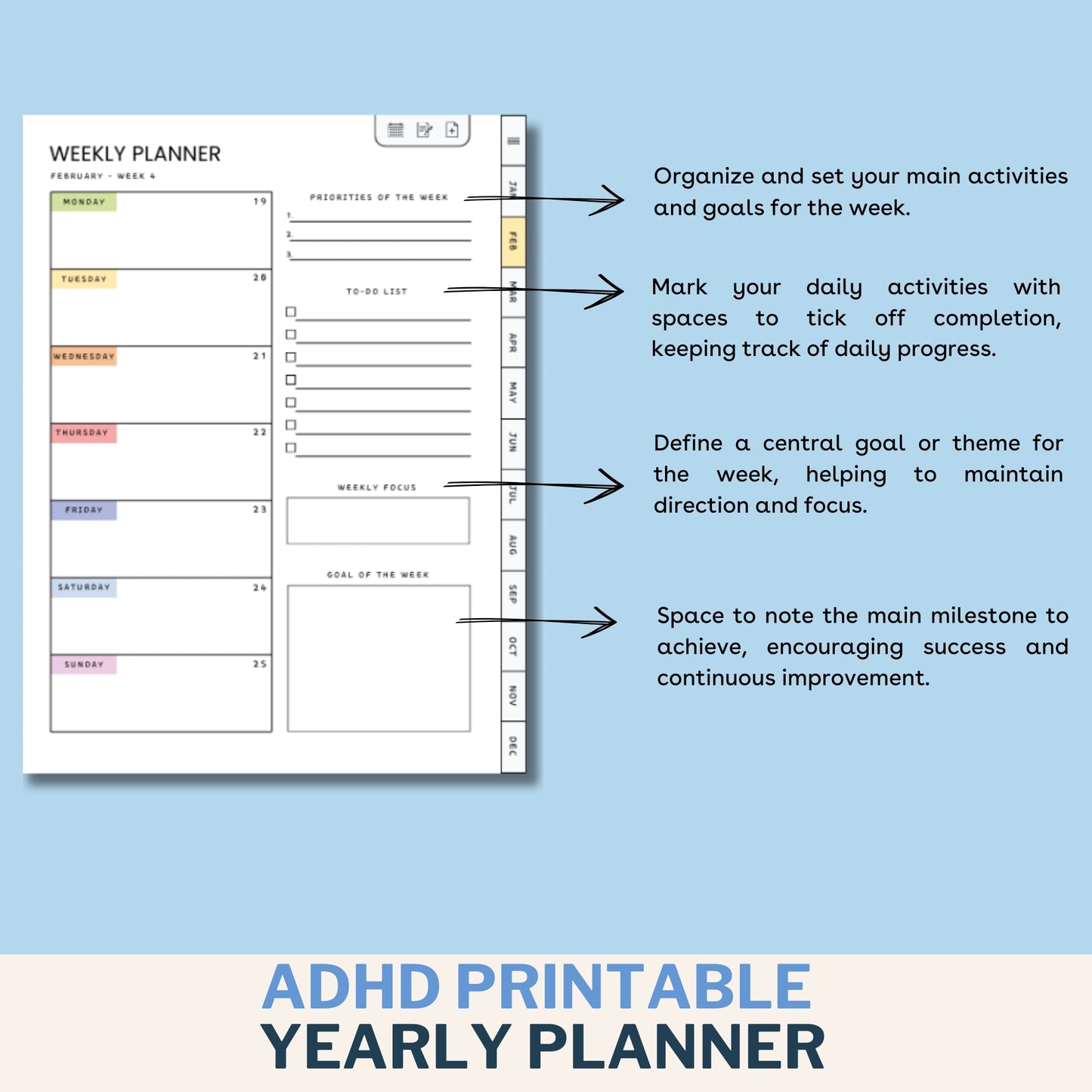 ADHD YEARLY PLANNER 2024 - Printable Version - Planner Stampabile - ADHD Life Sync | Tools and Resources for Brains That Work Differently