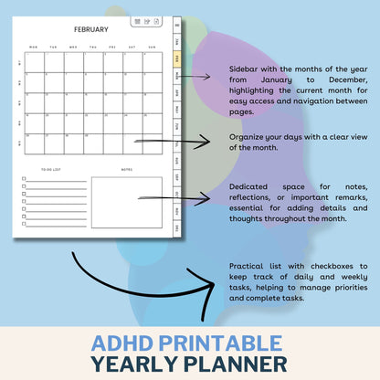 ADHD YEARLY PLANNER 2024 - Printable Version - Planner Stampabile - ADHD Life Sync | Tools and Resources for Brains That Work Differently