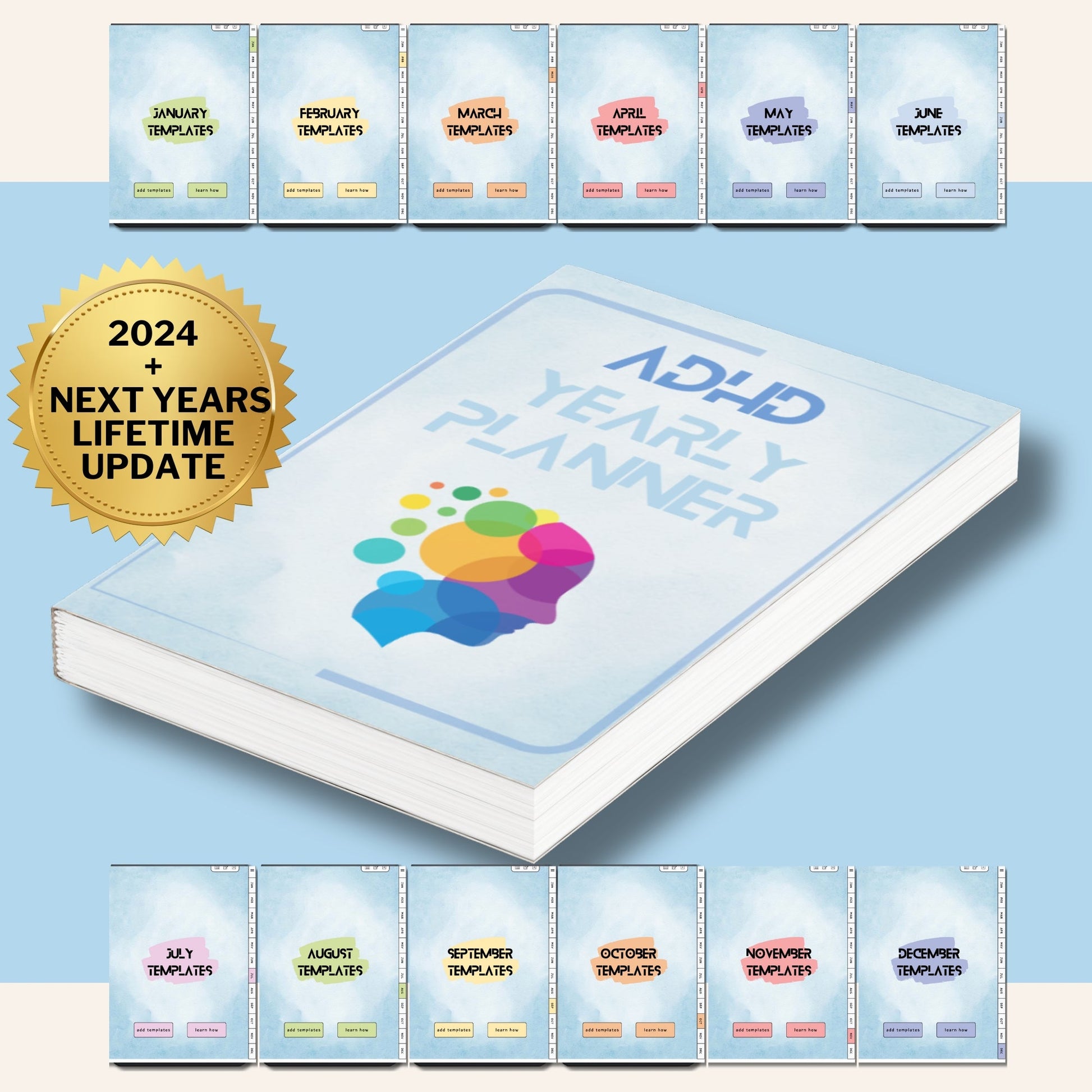 ADHD YEARLY PLANNER 2024 - Printable Version - Planner Stampabile - ADHD Life Sync | Tools and Resources for Brains That Work Differently